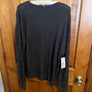 a.n.a. NWT, Large long sleeve sweater with gray beads/pearls on sleeves.